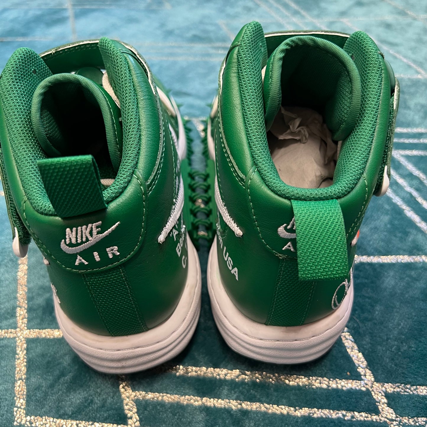 AIR FORCE 1 MID OFF-WHITE PINE GREEN UK9.5 *PRE-LOVED*