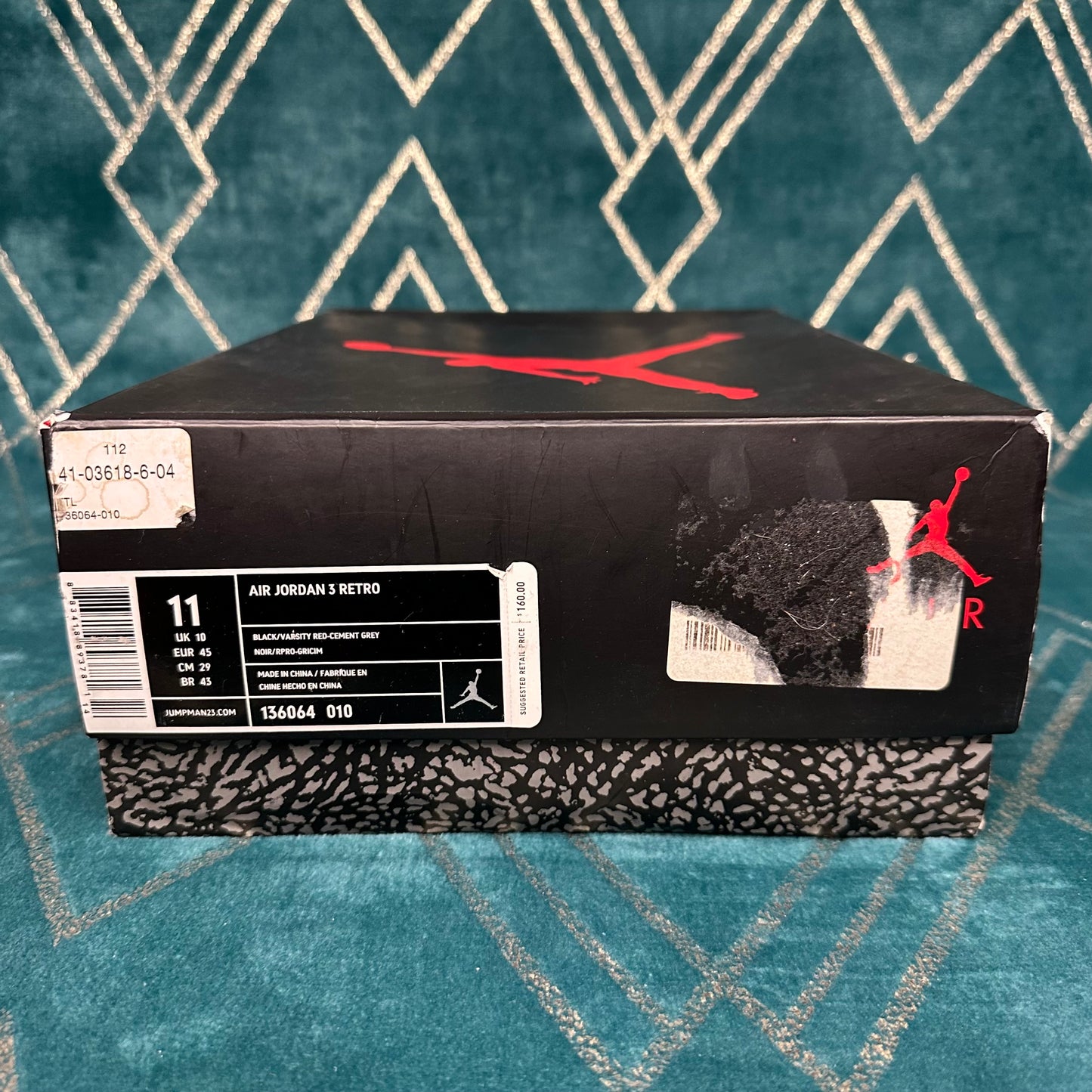 JORDAN 3 BLACK CEMENT 2011 UK10 *PRE-LOVED*